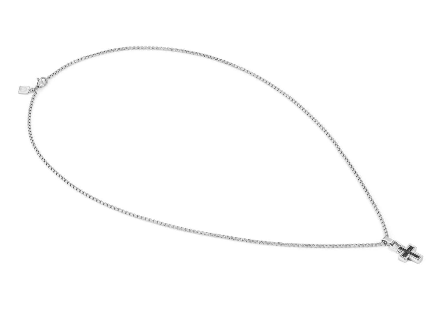 Naszyjnik stalowy męski Nomination Italy Manvision z krzyżem i czarnymi cyrkoniami 133006 007.png